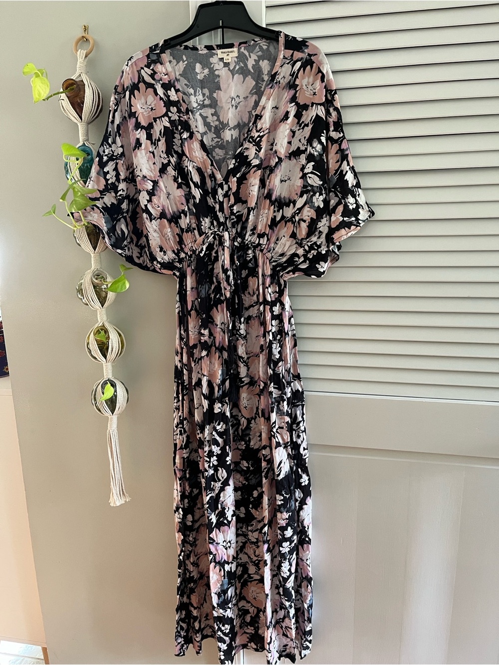 Cost Plus World Market Black & Blush Floral Maxi Dress